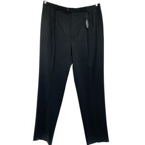 Zanella Dress Pant Black Wool Blend Pleated Sz40x38 Unhemmed Italy‎ (GG19) NWTs